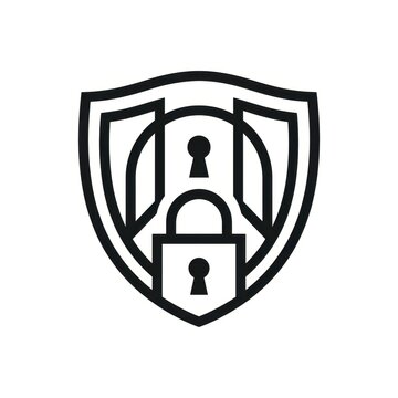 Minimalist shield icon with padlock and keyhole for security design