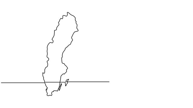 Animated video of Sweden map. Map and flag motion graphics for Education, Travel between cities in Sweden, infographics, Science, Web Presentations. Sweden map concept in doodle style.
