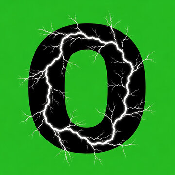 Large black letter O with lightning.