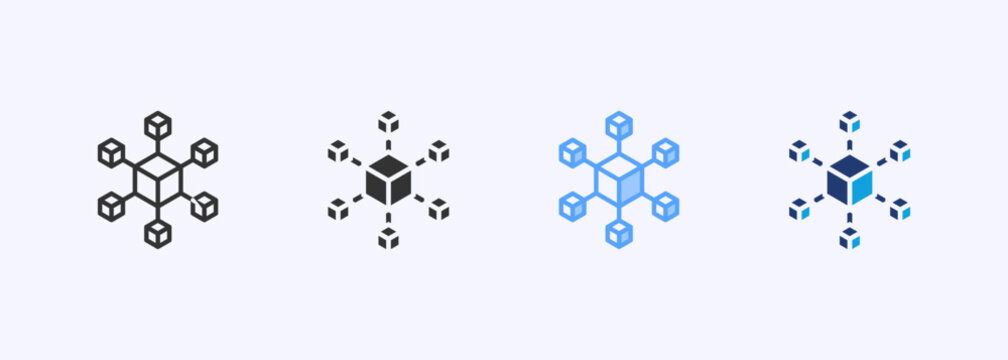 Blockchain Icon Set Multiple Style Collection Illustration