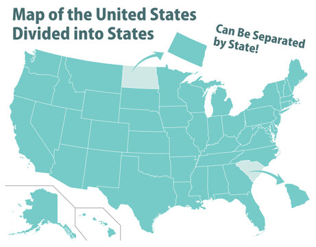 United States Map Graphic That Can Be Divided by State