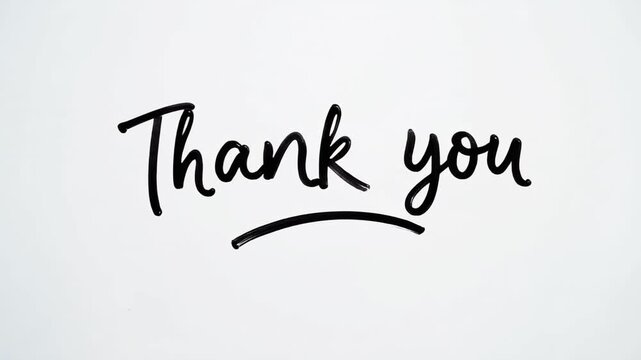 Thank you written in sumi ink brush calligraphy on handmade washi paper Japanese style animation