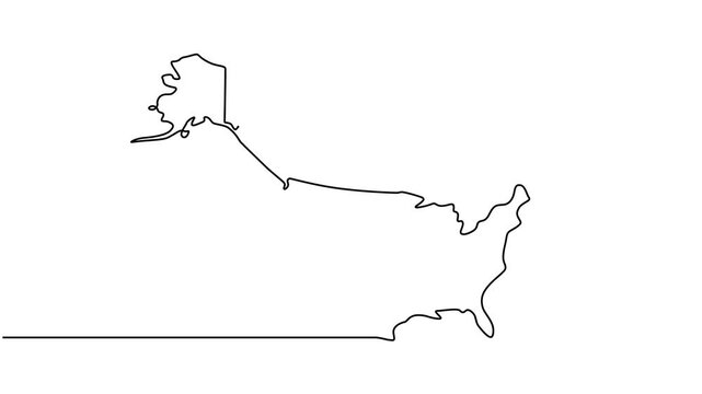 Animated video of United States map. Map and flag motion graphics for Education, Travel between cities in United States, infographics, Science, Web Presentations. United States map concept in doodle s