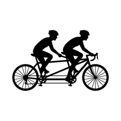Fototapeta premium Couple riding tandem bicycle silhouette active lifestyle pursuit