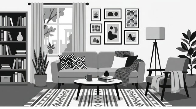 Modern living room interior design.