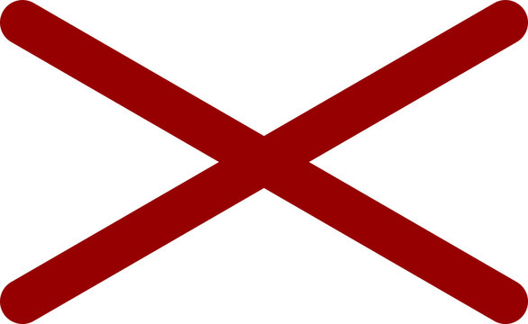 Red X symbol. Cross mark icon. PNG, transparent background