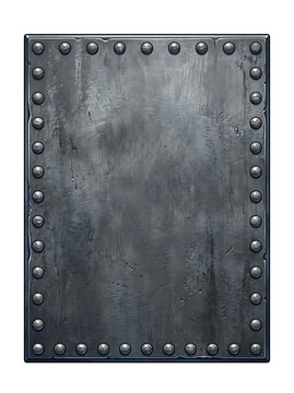 Industrial steel plate with riveted border and weathered texture