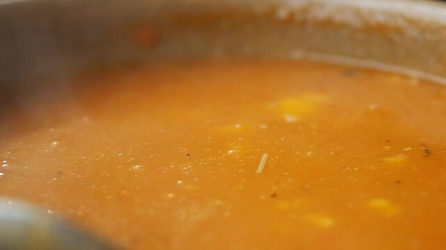 Making a simple soup in the kitchen