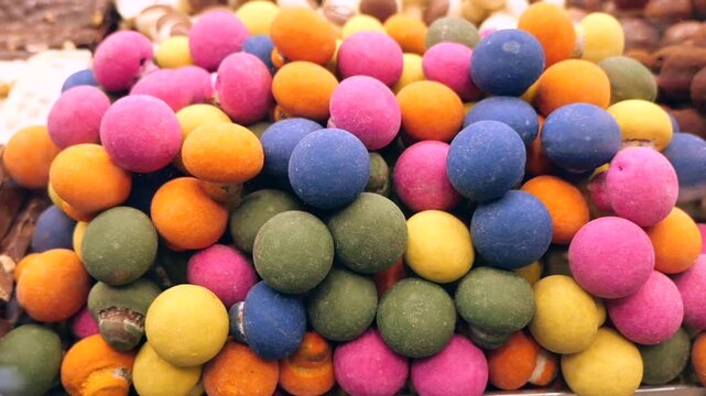 Colorful candy balls in a market