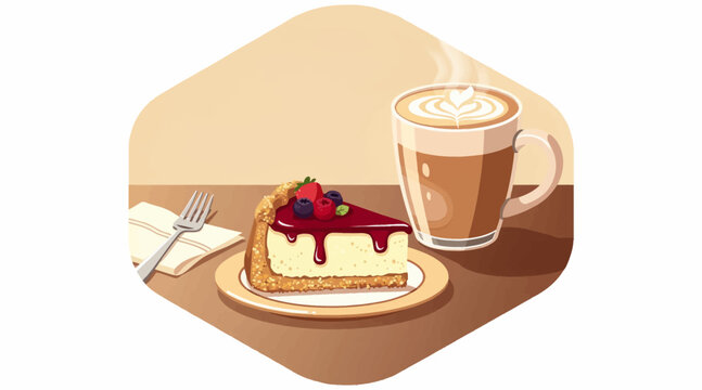 strawberry cheesecake with coffee