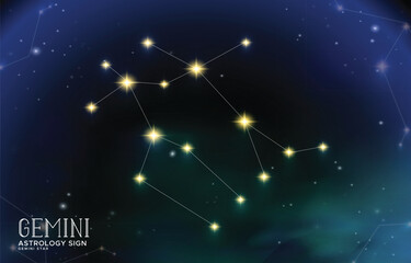 Fototapeta premium gemini Astrology Sign Constellation Vector Background