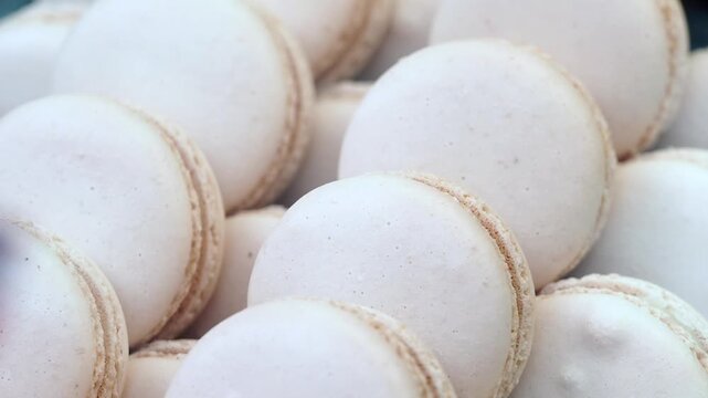 Making white macarons in a busy kitchen