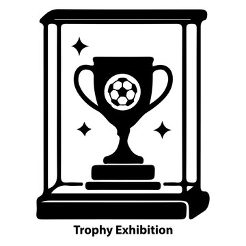 Soccer trophy cup inside a glass display case icon