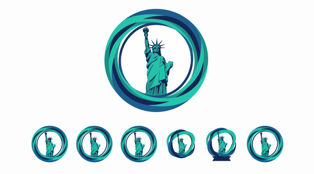 Statue of Liberty modern circular graphic design logo icon
