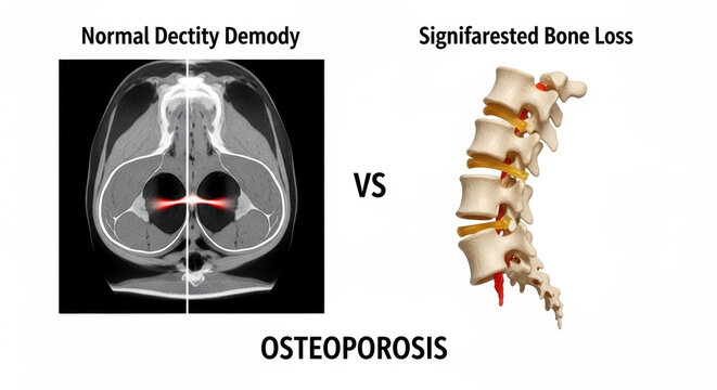 Osteoporosis bone loss spine contrast medical comparison