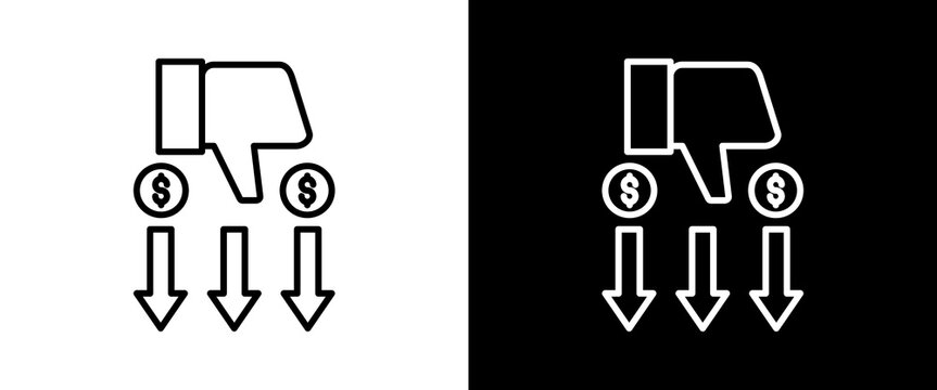 Disadvantage white and black icon set design