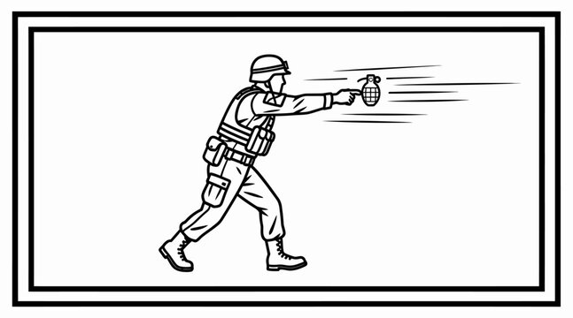 Soldier throwing a grenade in action