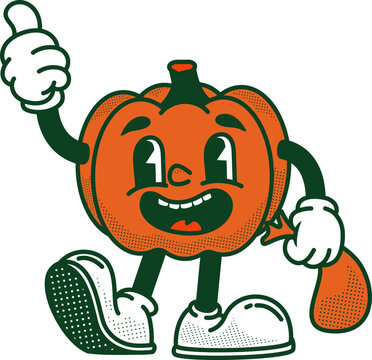 Jack O Lantern Pumpkin Head Character Illustration