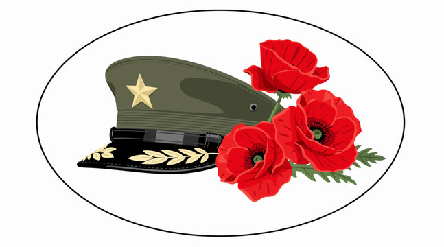 remembrance poppy, military hat