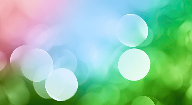 Soft, dreamy bokeh lights blend pastel pink, blue, and vibrant green hues