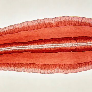 Bright-field micrograph of *Porphyra* (red algae) cells, showing the layered thallus structure; used for microscopic imaging in phycological research.