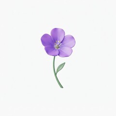 Fototapeta premium Purple Flower on Green Stem Isolated.