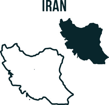 Iran country map silhouette and outline graphic isolated on transparent grid background.