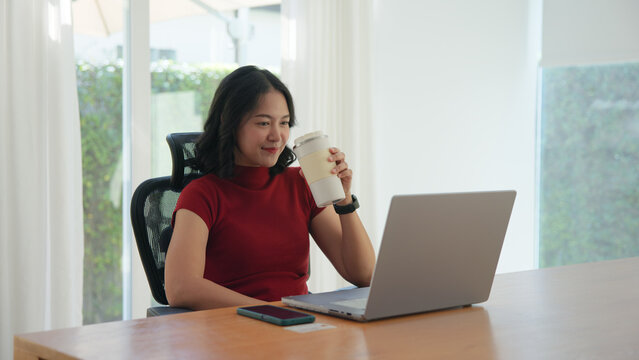 Young asian woman happy smile using search on phone Agent AI app retail shop store pay buy at home Modern Agentic bot order assisted people easy booking hotel ticket vacation smart life virtual wallet