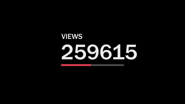 Abstract social media views count. social media video views, photo views.0 to 1000 views count animation Concept of social media. black background 