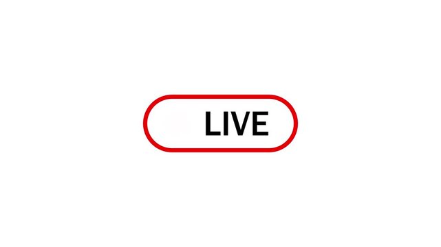 live button Animation on transparent background, Simple live streaming icon animation, live streaming and broadcast icon. white background