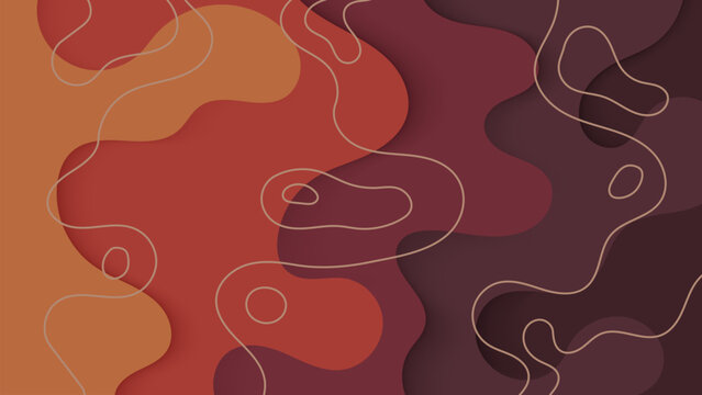 Abstract Topographic Paper Cut Background in Earthy Terracotta and Burgundy