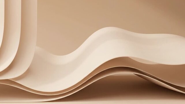 Abstract beige wavy layered paper background.