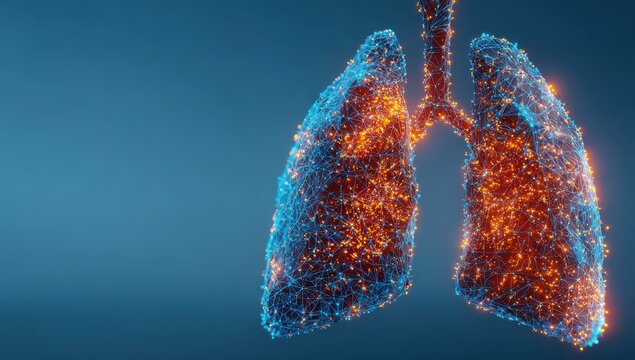 Digital human lungs illustration futuristic biomedical visualization for healthcare and scientific research