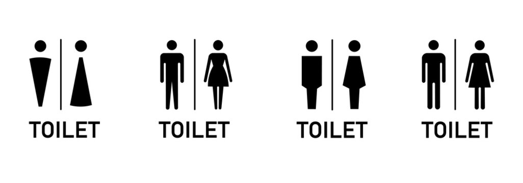 Toilet and bathroom sign icon set, Male and female gender symbols for public bathroom navigation