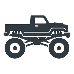 Large monster truck with oversized tires and lifted suspension system icon © John