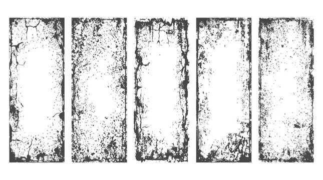 Grunge textured frames set, Distressed rectangular borders, Vintage style