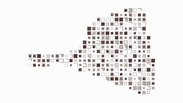 Saint Martin map animation. Shape of the country with pulsating colored dots. Large size square blocks. Digital style Saint Martin map on white background. Beautiful video.