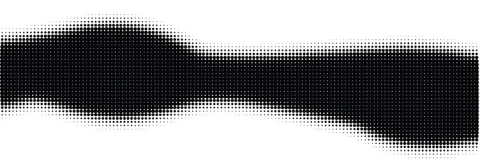 Fototapeta premium Abstract black halftone pattern forming a dynamic wavy shape on a white background