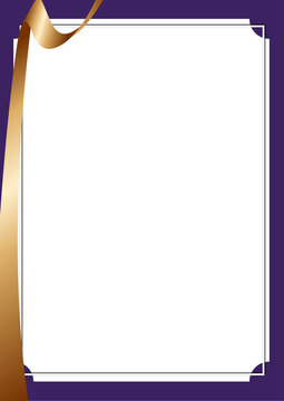 luxury certificate background layout with purple gold wave