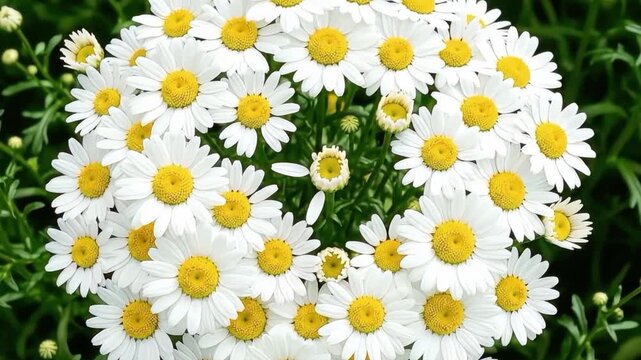 White daisy flowers clustered together in a garden