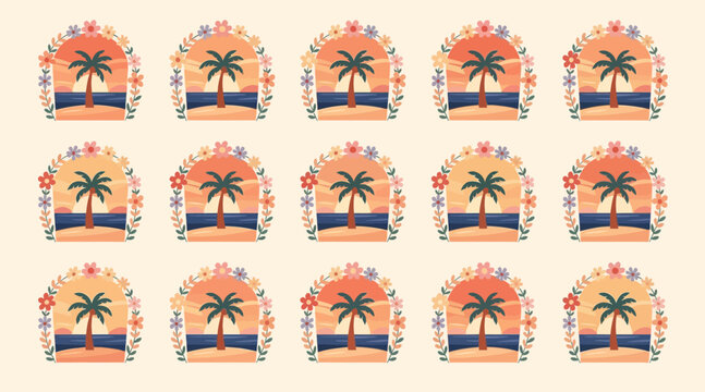 tropical island seamless pattern
