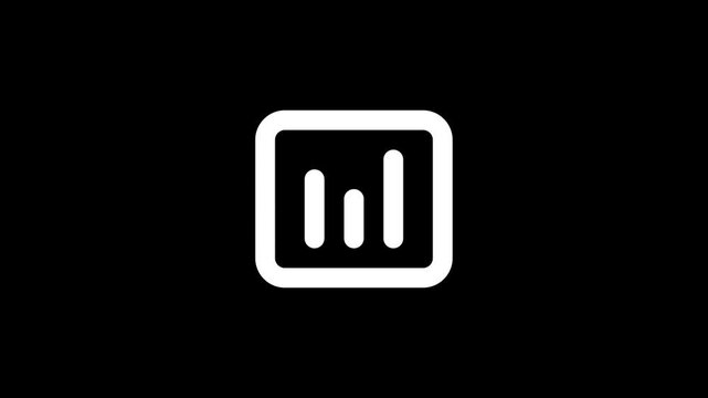Professional 5 second animated bar chart icon for business data analysis on black background