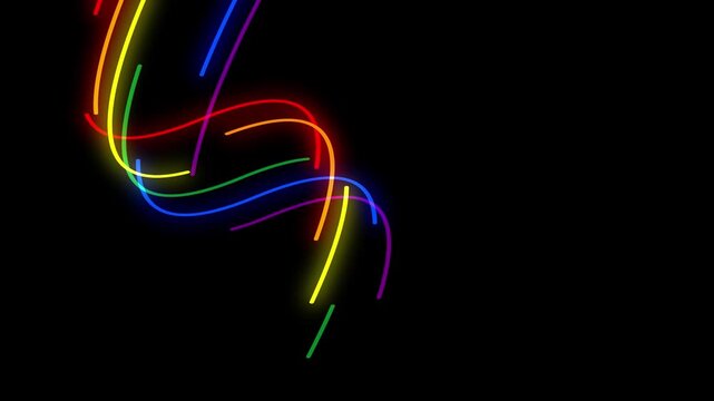 Beams of colourful pride strokes on black