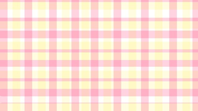 Cute pink and yellow gingham plaid seamless geometric pattern background