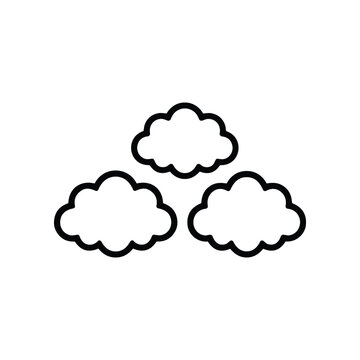 Simple line art of three fluffy clouds on a white background