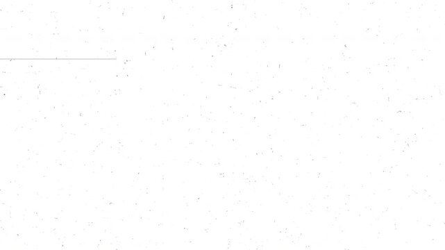 Vintage Film Dust and Scratches Overlay on White Background. Set against a solid, bright white background, the animation displays randomly scattered, fine grey and black particles, tiny dust spots