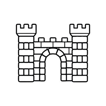 Medieval Castle Gatehouse Outline Icon - Vector Illustration
