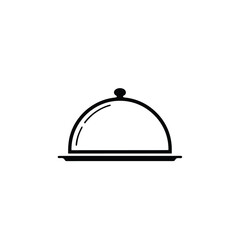 Fototapeta premium Covered dish Silhouette On White Background Simple Linear Illustration