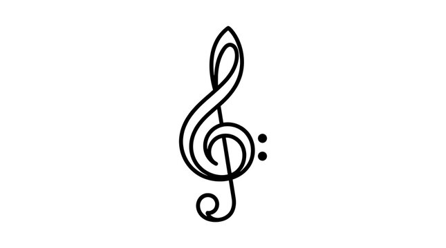 A minimalist line drawing of a treble clef on a white background