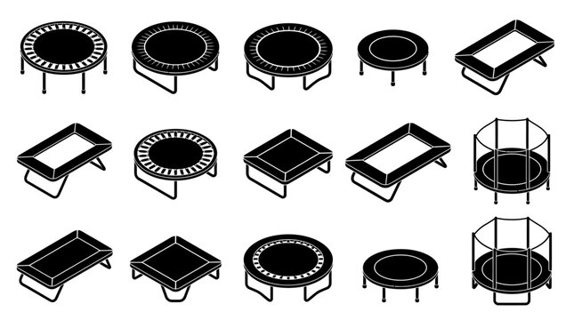 Trampoline Icon Set Collection Isolated on White Background Vector Illustration